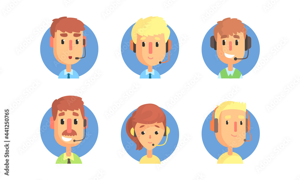 Call Center Operators Set, Technical Support and Customer Service Representatives Cartoon Vector Illustration Call Center Operators Set, Technical Support and Customer Service Representatives Cartoon Vector Illustration