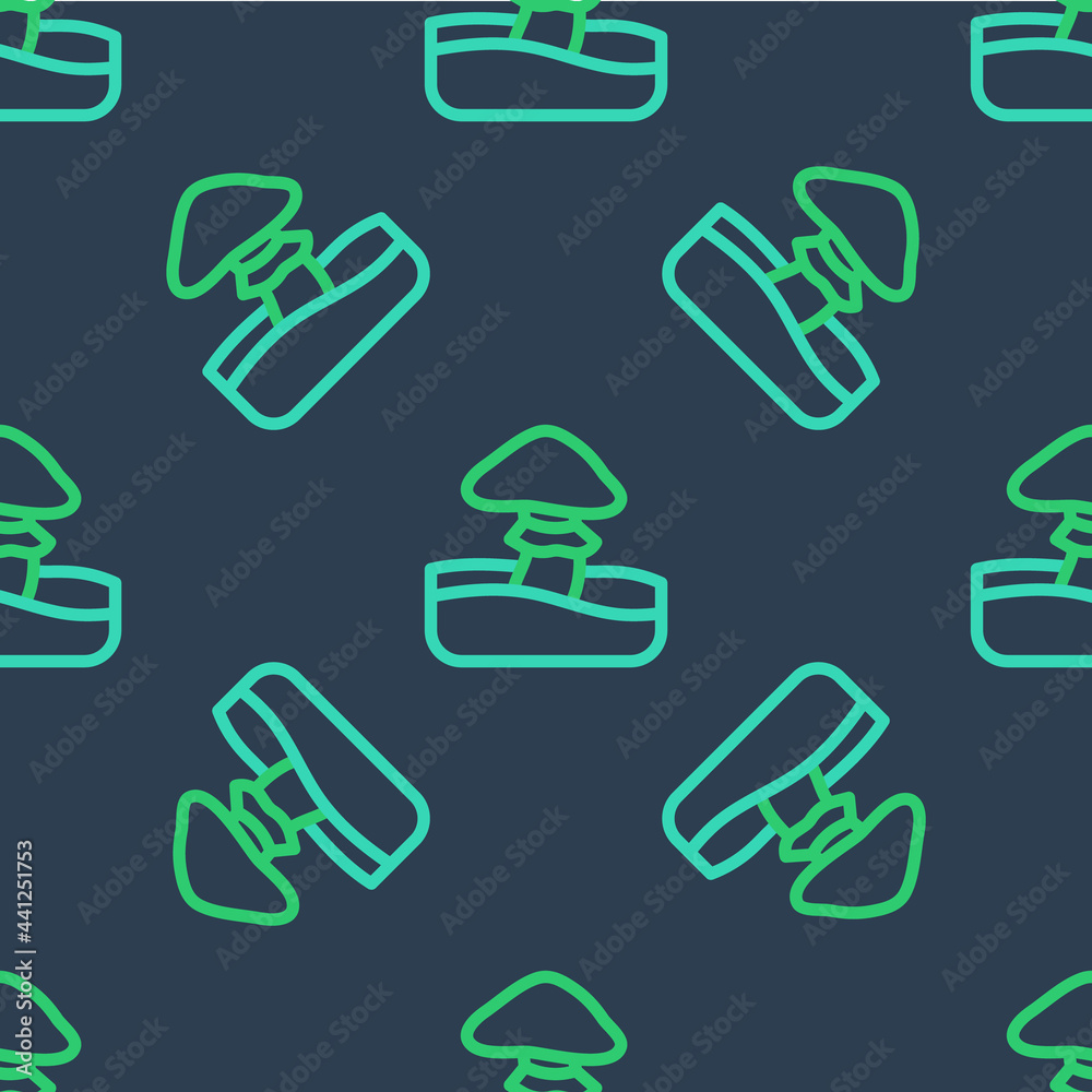 Line Mushroom icon isolated seamless pattern on blue background. Vector Line Mushroom icon isolated seamless pattern on blue background. Vector
