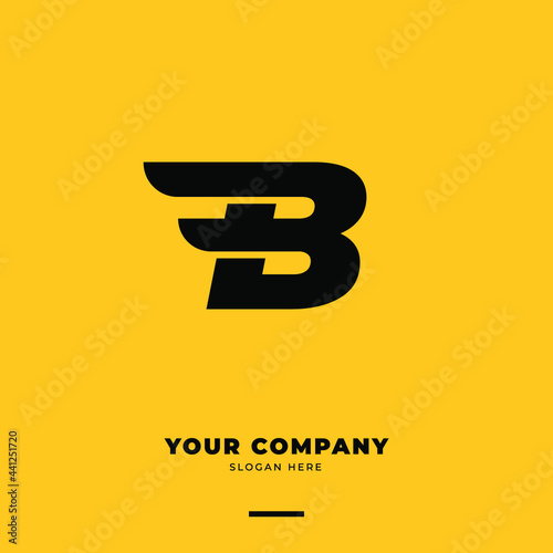 Letter B vector logo design template. Wings logotype creative concept. Moving idea classic icon.