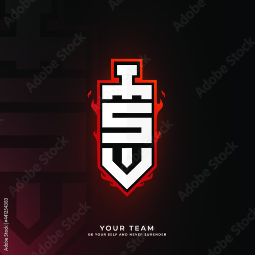 Initial S logo design with sword, Logo for game, esport, initial gaming, community or business. photo