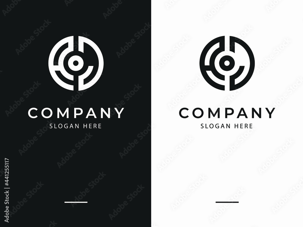 Letter AJ AOJ logo with circle shape. creative minimal monogram symbol. Universal elegant vector sign design. Premium business logotype. Graphic alphabet symbol for corporate business identity