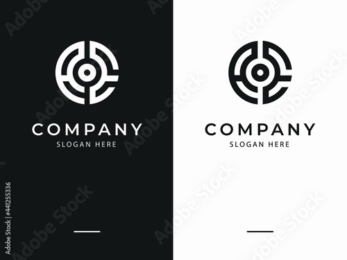 Letter AE AOE logo with circle shape. creative minimal monogram symbol. Universal elegant vector sign design. Premium business logotype. Graphic alphabet symbol for corporate business identity