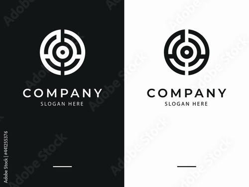 Letter AH AOH logo with circle shape. creative minimal monogram symbol. Universal elegant vector sign design. Premium business logotype. Graphic alphabet symbol for corporate business identity