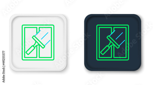 Line Cleaning service with of rubber cleaner for windows icon isolated on white background. Squeegee, scraper, wiper. Colorful outline concept. Vector