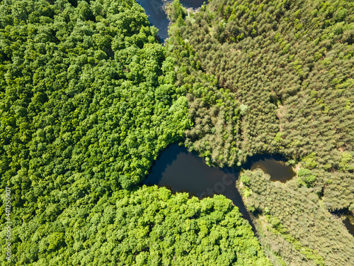 Aerial view of Sua Gabra Lakes at Lozenska Mountain, Bulgaria © Stoyan Haytov