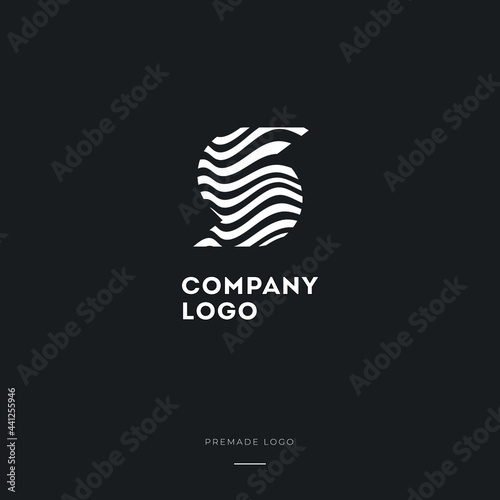 Black and White Zebra S Letter Logo Design. Creative S vector illustration with lines.