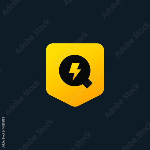 lightning logo with the letter Q in the form of a sturdy shield. electricity vector.