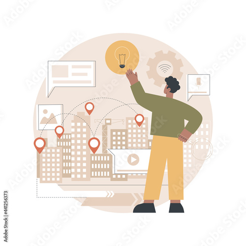 Building information modeling abstract concept vector illustration. Collaborative construction, construction project management, 3D model-based process, operational information abstract metaphor.