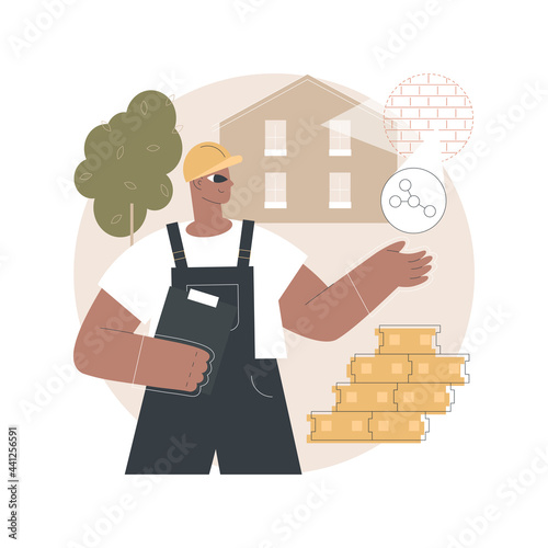 Innovative construction materials abstract concept vector illustration. Construction technology innovation, hi-tech bulding resource, smart brick, nanotechnology, light concrete abstract metaphor.