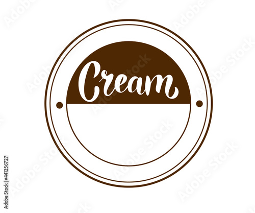 cream shop logo badges and labels, gelateria signs. Retro logotypes for cafeteria or bar. Isolated vector illustration.