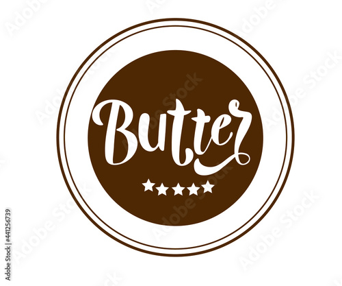 Hand drawn lettering label for butter. Graphic design with lettering. Vector illustration.