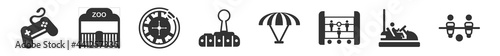 filled set of entertainment and arcade icons. glyph vector icons such as game, zoo, casino, joystick, paraplane, table football. vector illustration.