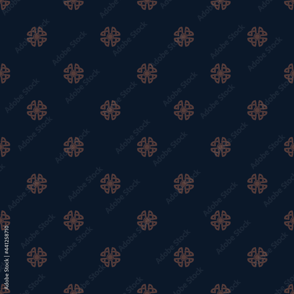Vikings pattern dark blue background, shield symbol print.