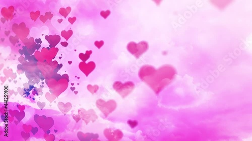 Beautiful pink red artistic heart signs animation.
