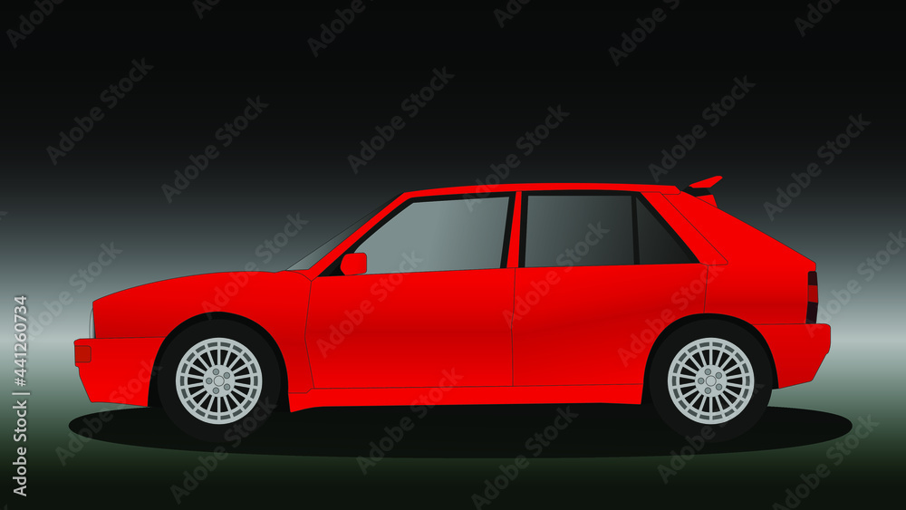 red sports car, iconic rally car for mockup