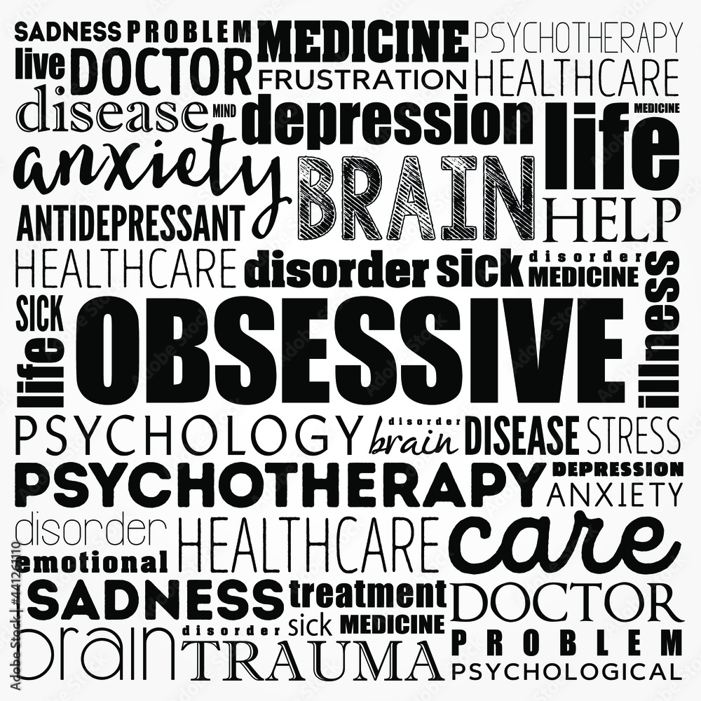 Obsessive word cloud collage, health concept background