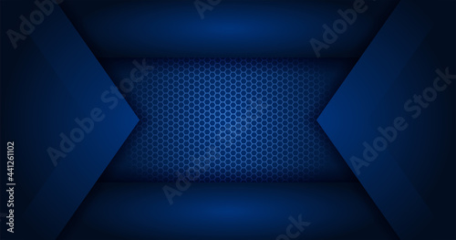 Dark black and blue abstract background design technology corporate business template . Minimal gradient creative page blurred cover