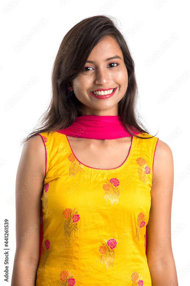 Portrait of beautiful young smiling girl on a white background. Portrait of beautiful young smiling girl on a white background.