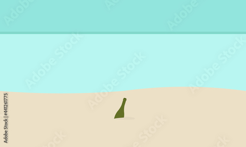 Bottle in the sand on the beach