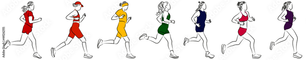 Läuferinnen Joggerin Laufen Konturen Zeichnungen Vektor Grafik Läuferinnen Joggerin Laufen Konturen Zeichnungen Vektor Grafik