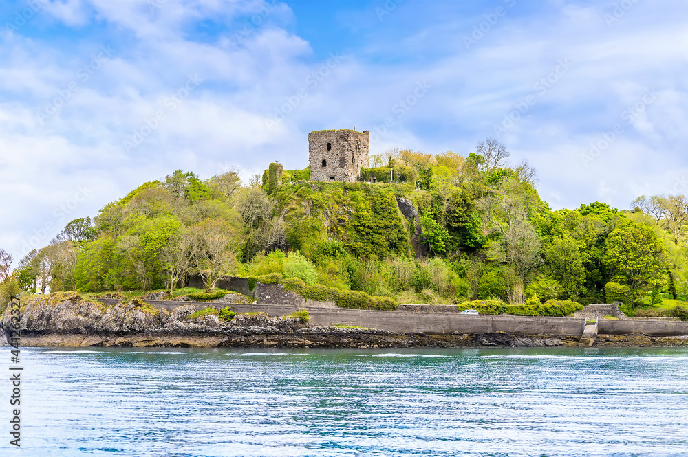 A view from the Firth of Lorn towards Dunollie Castle at Oban, Scotland on a summers day