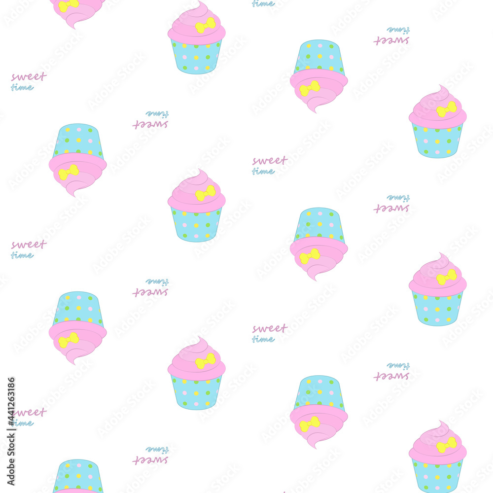 A seamless pattern. Cupcakes. Vector illustration. A seamless pattern. Cupcakes. Vector illustration.