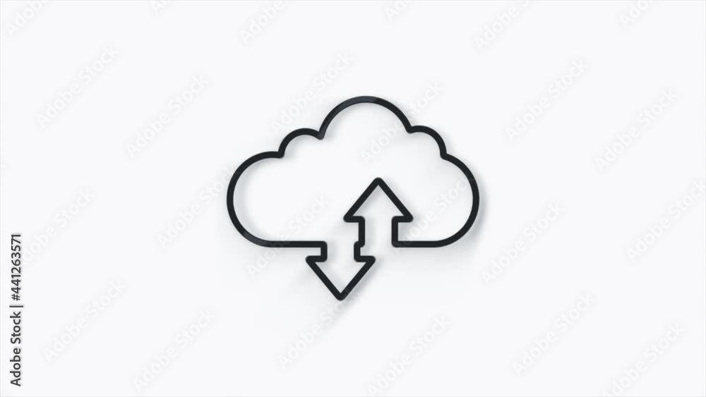 Cloud download and upload 3d icon isolated on white background. 4K Cloud download and upload 3d icon isolated on white background. 4K