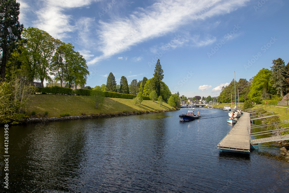 The town of Fort Augustus at the southern end of Loch Ness in the Scottish Highlands, UK