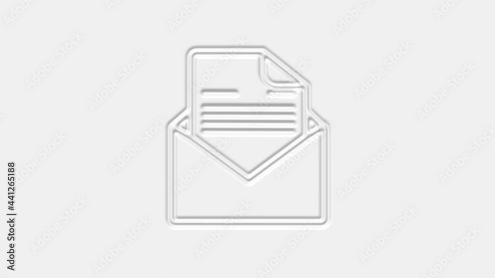 Email Icon. Open envelope with letter isolated on white background. 4K Email Icon. Open envelope with letter isolated on white background. 4K
