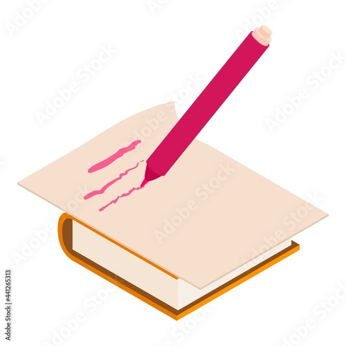 Write marker icon. Isometric illustration of write marker vector icon for web photo