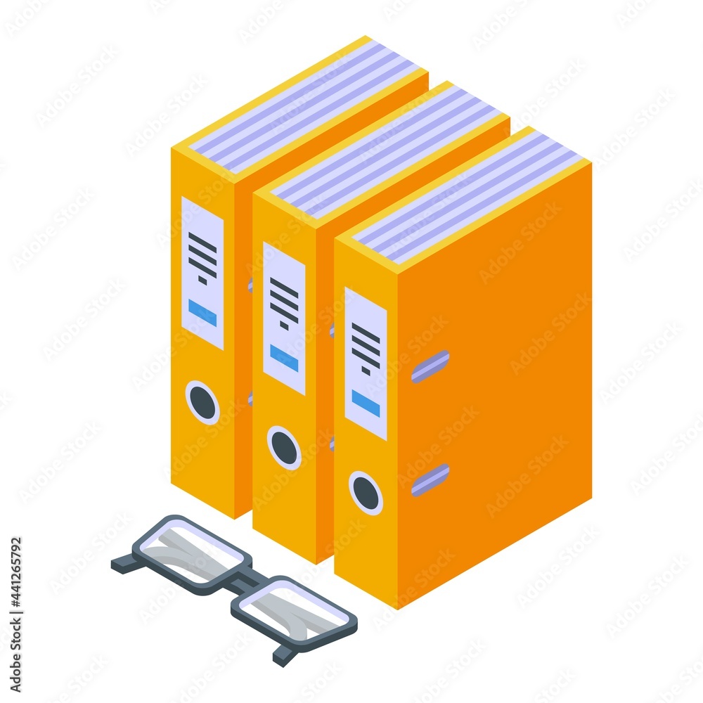 Folder files icon isometric vector. Office document paper. Folder stack archive Folder files icon isometric vector. Office document paper. Folder stack archive
