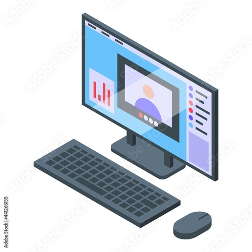 Computer video call icon isometric vector. Video call interface. Digital business interface