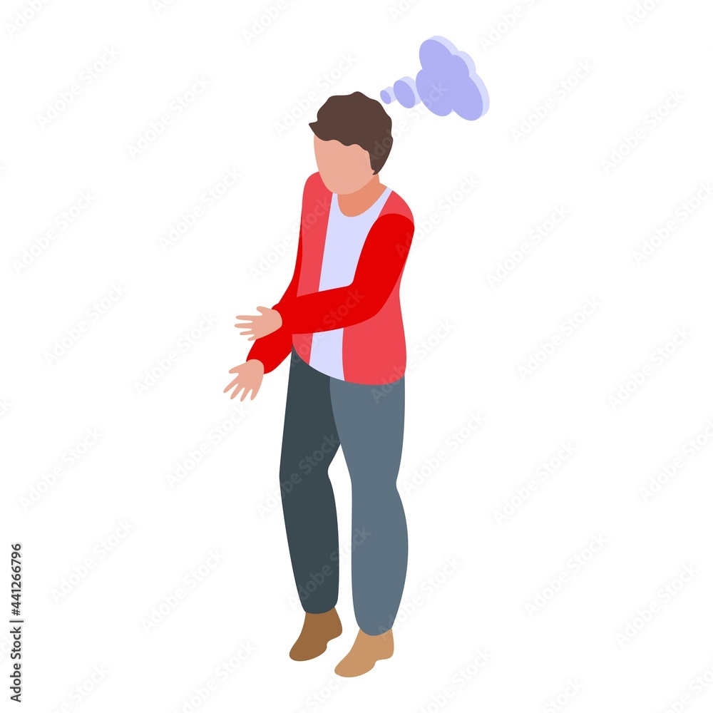 Student thinking icon isometric vector. Boy think idea. Smart guy adolescent Student thinking icon isometric vector. Boy think idea. Smart guy adolescent