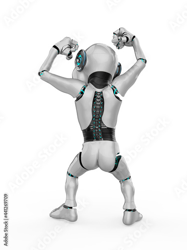 cyber monkey is dancing rear view