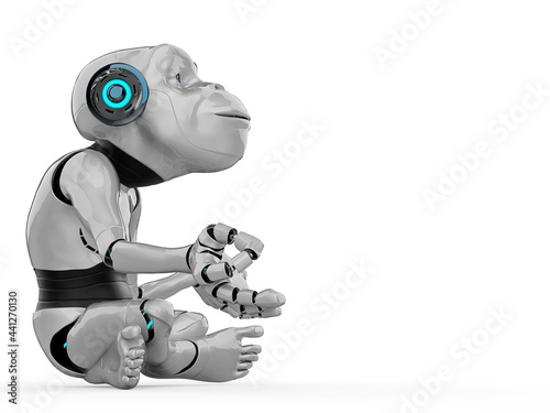 Canvas Print cyber monkey is doing yoga with copy space