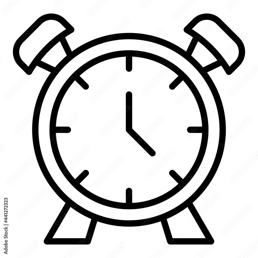 Late work alarm clock icon. Outline Late work alarm clock vector icon for web design isolated on white background Late work alarm clock icon. Outline Late work alarm clock vector icon for web design isolated on white background