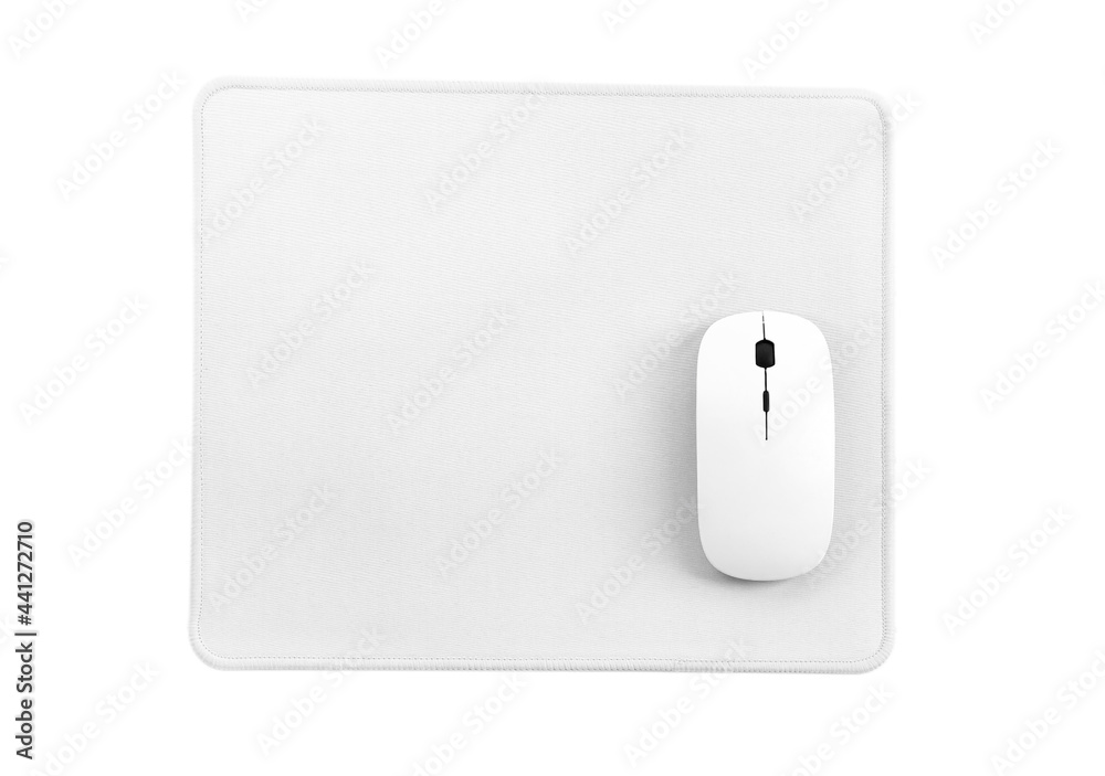 Premium Photo  Computer mouse on white mouse pad isolated on a white  background top view