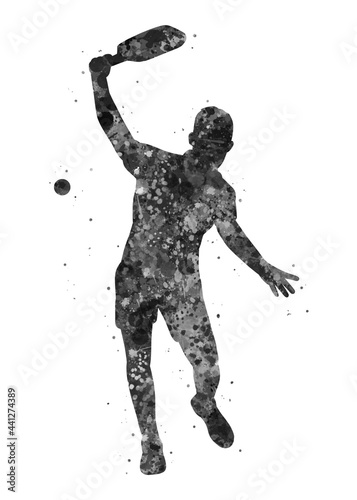 Pickleball sport black and white watercolor art, abstract sport painting. sport art print, watercolor illustration artistic, greyscale, decoration wall art. © Yahya Art