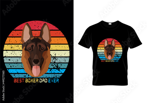 Best boxer dad ever t-shirt design vector. Typography dog t-shirt design. Dog t-shirt design for dog lovers.