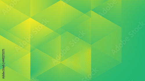 Abstract Modern Background with Halftone Element and Lowpoly Yellow Green Gadient Color