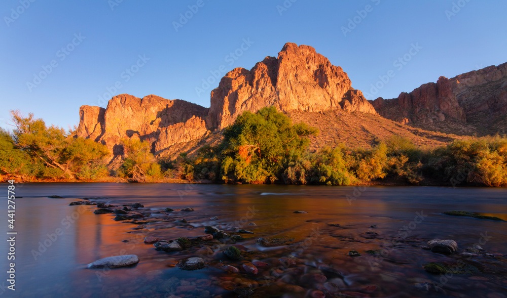 Salt River with sunset reflections just outside Phoenix