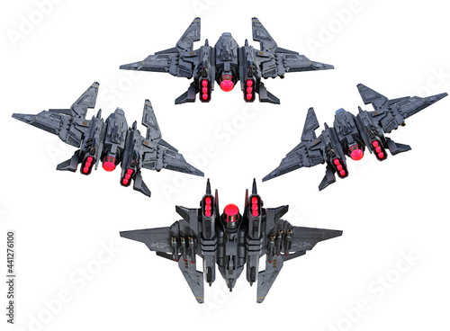 Foto Fighter Class Starship Render on White Background 2