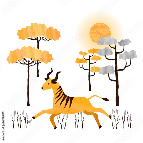 Cartoon running antelope an...