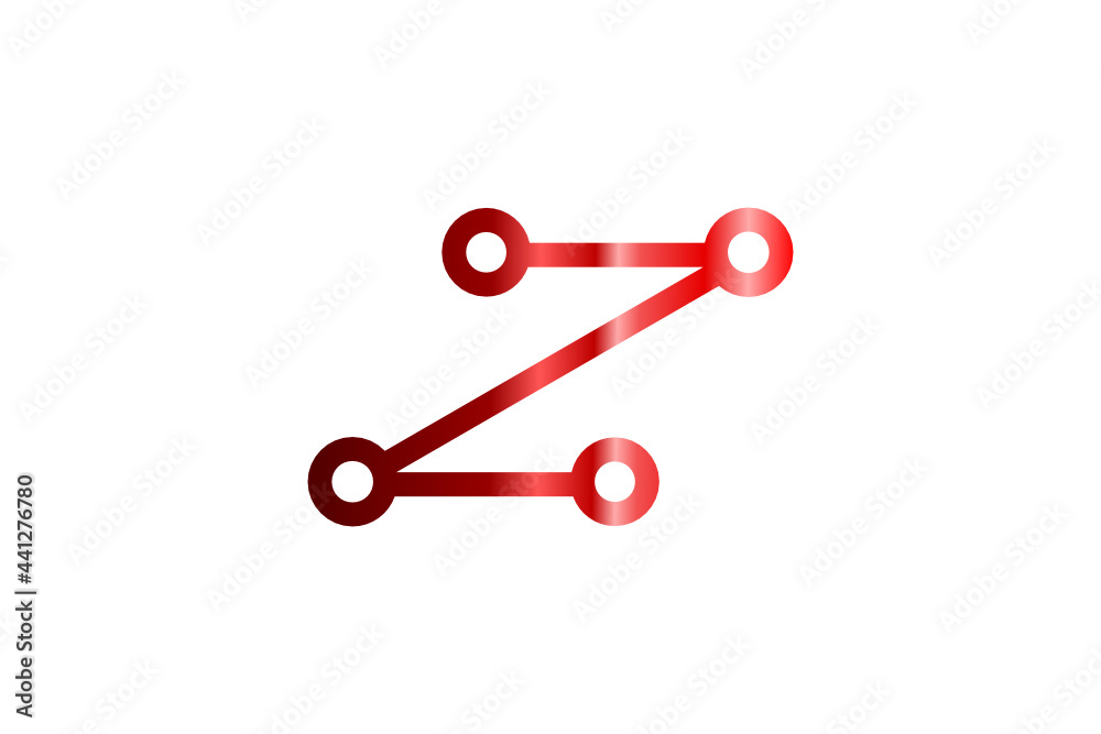 Vector logo element with illustration of a shopping cart or shopping trolley with red circuit board pattern with initials Vector logo element with illustration of a shopping cart or shopping trolley with red circuit board pattern with initials