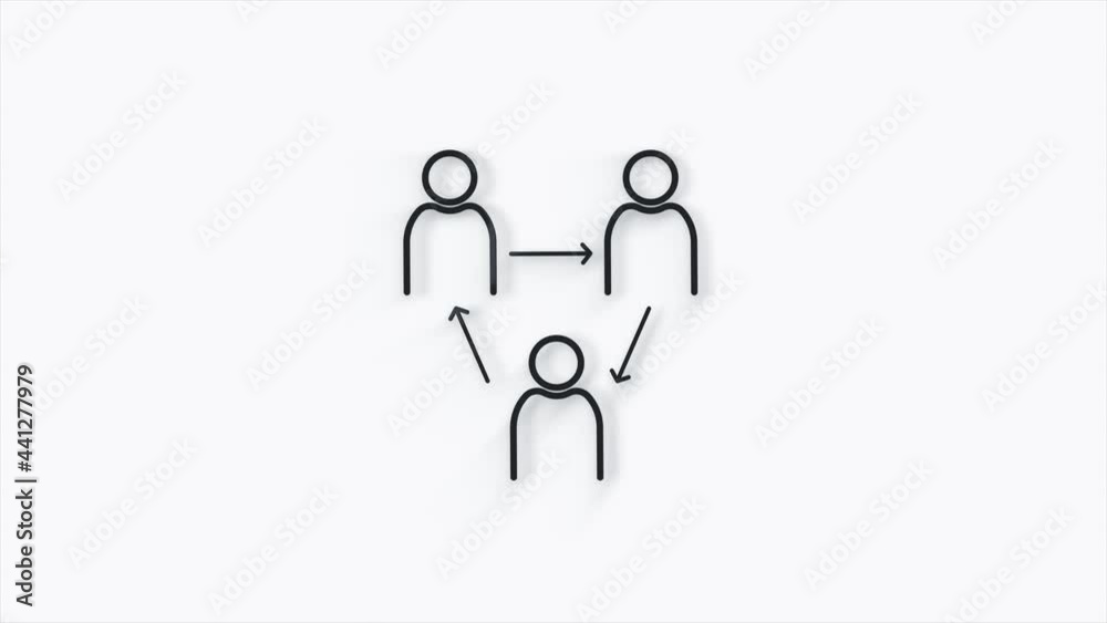 Users group 3d icon isolated on white background. Group of people icon. People connected with arrows. Concept of teamwork. 4k Users group 3d icon isolated on white background. Group of people icon. People connected with arrows. Concept of teamwork. 4k