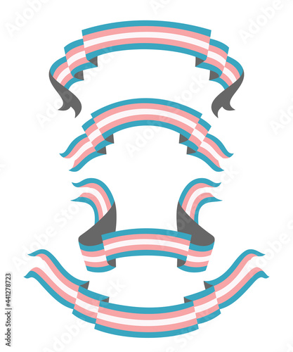 Four Style Ribbons of Transgender Flag Banner for the Transgender Activity.