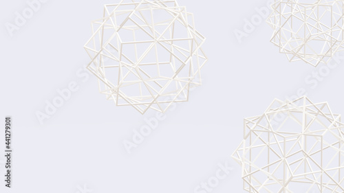 Fototapeta Naklejka Na Ścianę i Meble -  3d render illustration. Abstract geometric shape, polygon, pattern of squares in the form of a sphere. Glossy white color on a light blue background.