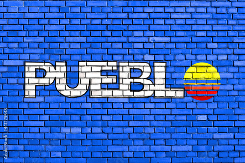 flag of Pueblo, Colorado painted on brick wall