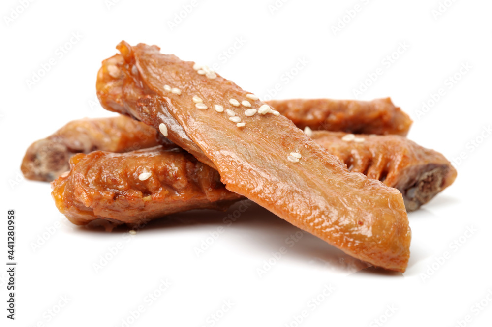 Chinese Braised Duck Wings On White Background