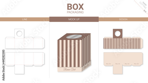 Box packaging and mockup die cut template